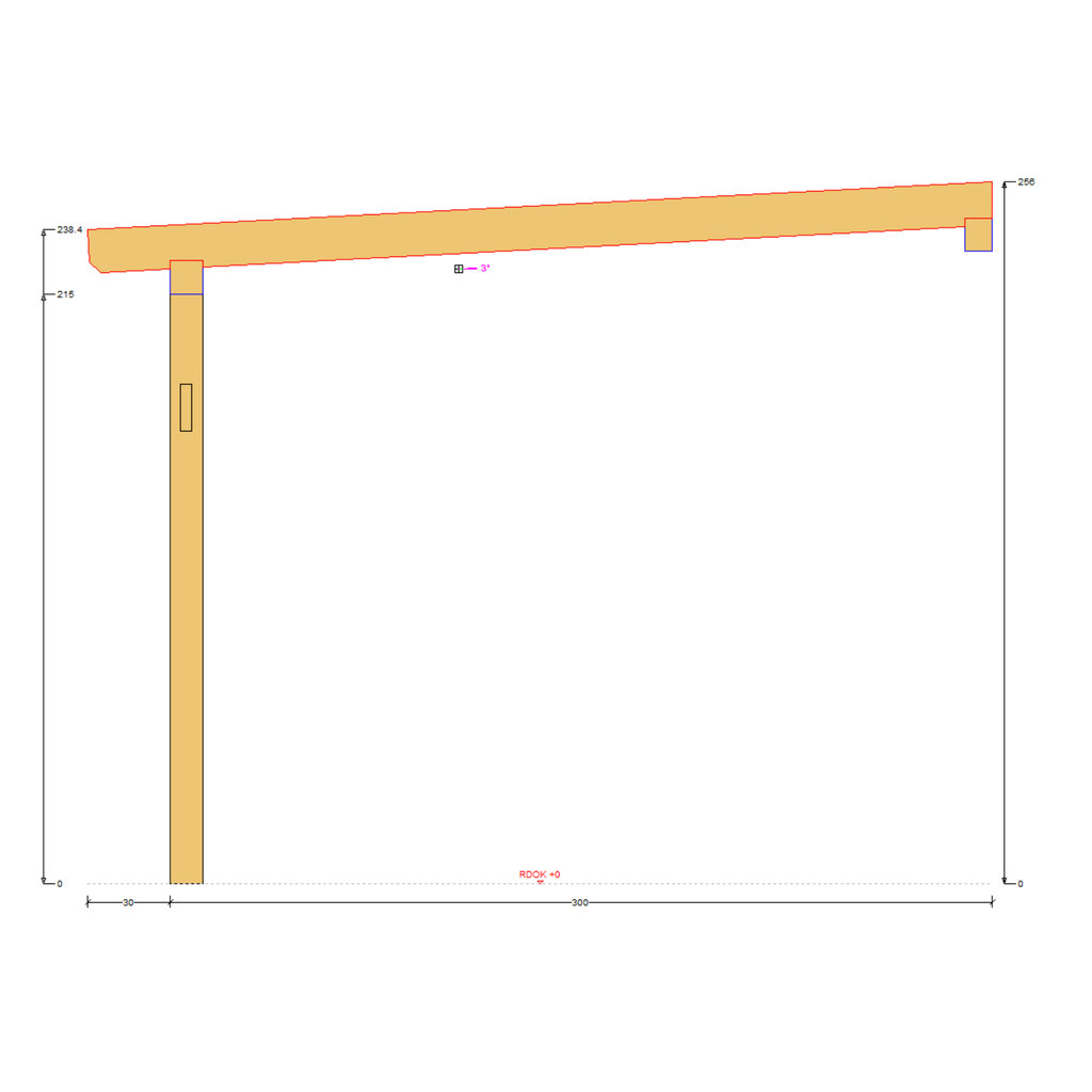 Bauplan Anlehn-Carport 10 Querschnitt mit Bemaßung