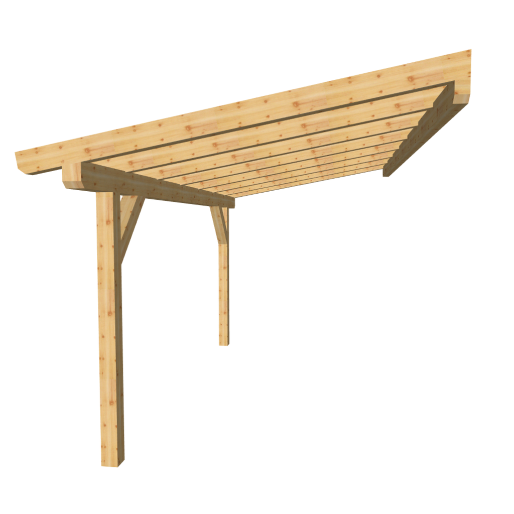 Bauplan Anlehn-Carport 13 3D-Frontansicht
