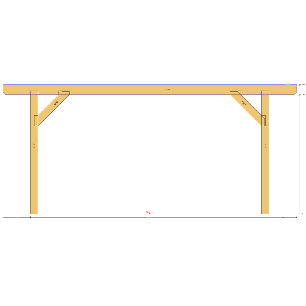 Bauplan Anlehn-Carport 13 Seitenansicht mit Bemaßung