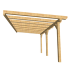 Bauplan Anlehn-Carport 1 3D-Frontansicht