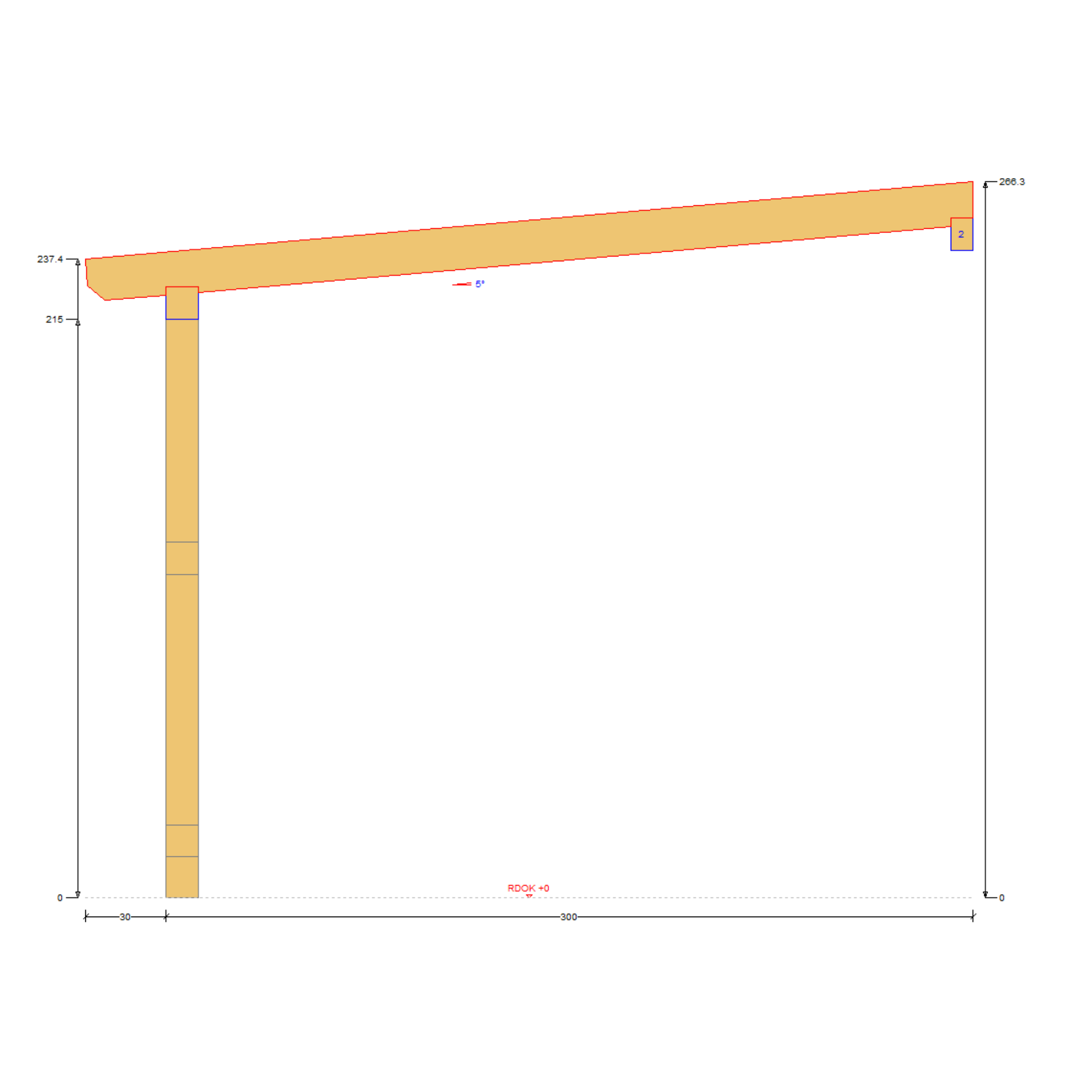 Bauplan Anlehn-Carport 2 Querschnitt mit Bemaßung