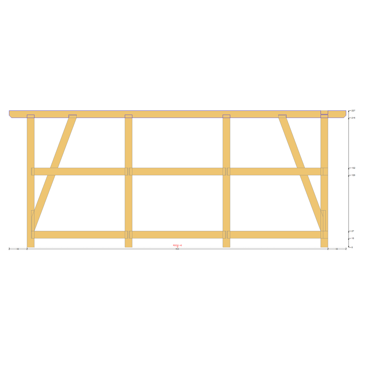 Bauplan Anlehn-Carport 2 Seitenansicht mit Bemaßung