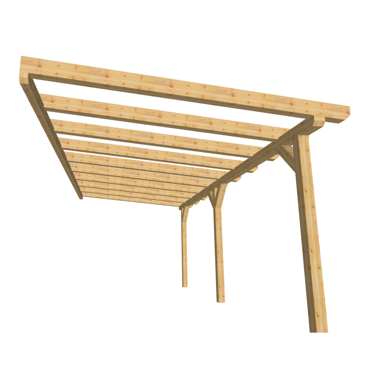 Bauplan Anlehn-Carport 3 3D-Frontansicht