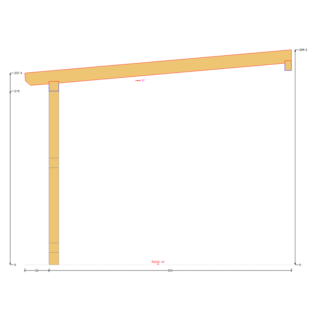 Bauplan Anlehn-Carport 4 Querschnitt mit Bemaßung