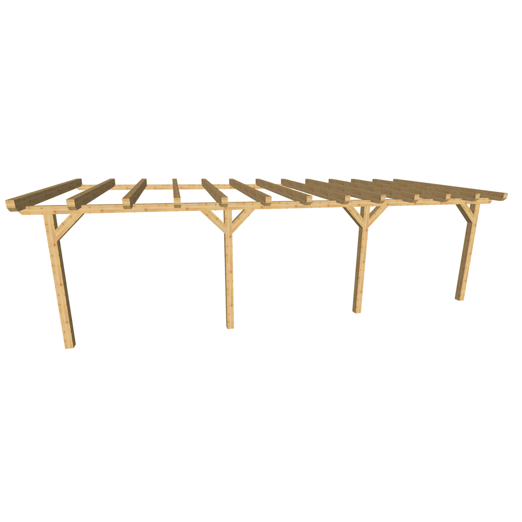 Bauplan Anlehn-Carport 5 3D-Ansicht schräg von vorn