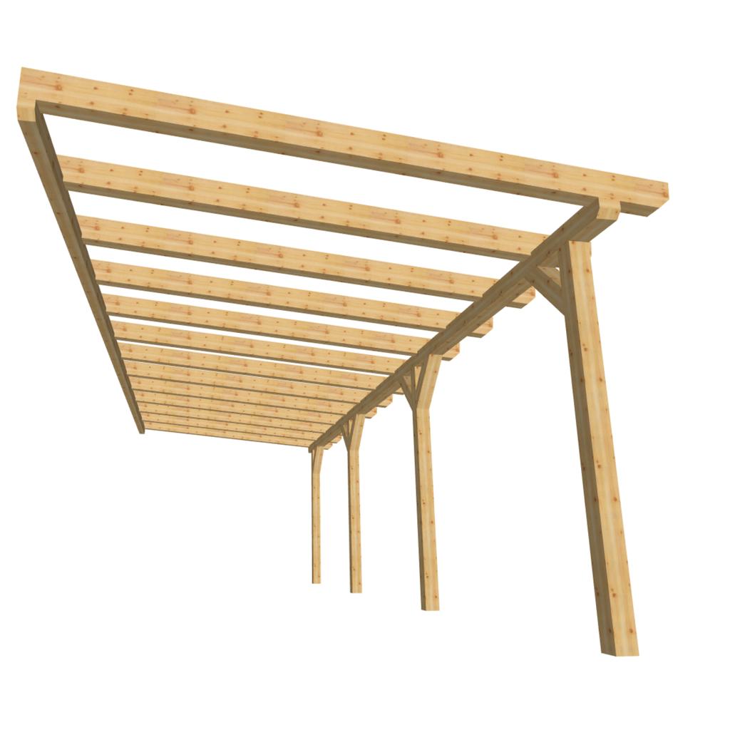 Bauplan Anlehn-Carport 5 3D-Frontansicht