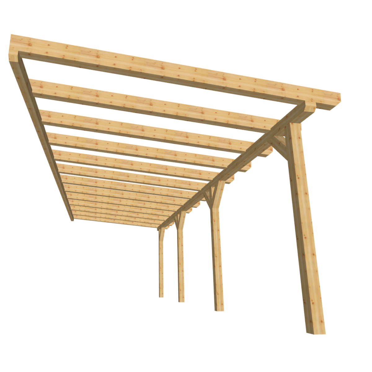 Bauplan Anlehn-Carport 5 3D-Frontansicht