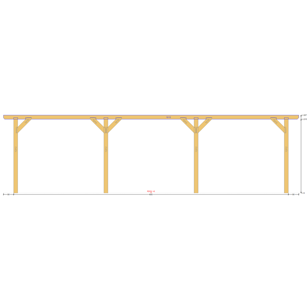 Bauplan Anlehn-Carport 5 Seitenansicht mit Bemaßung