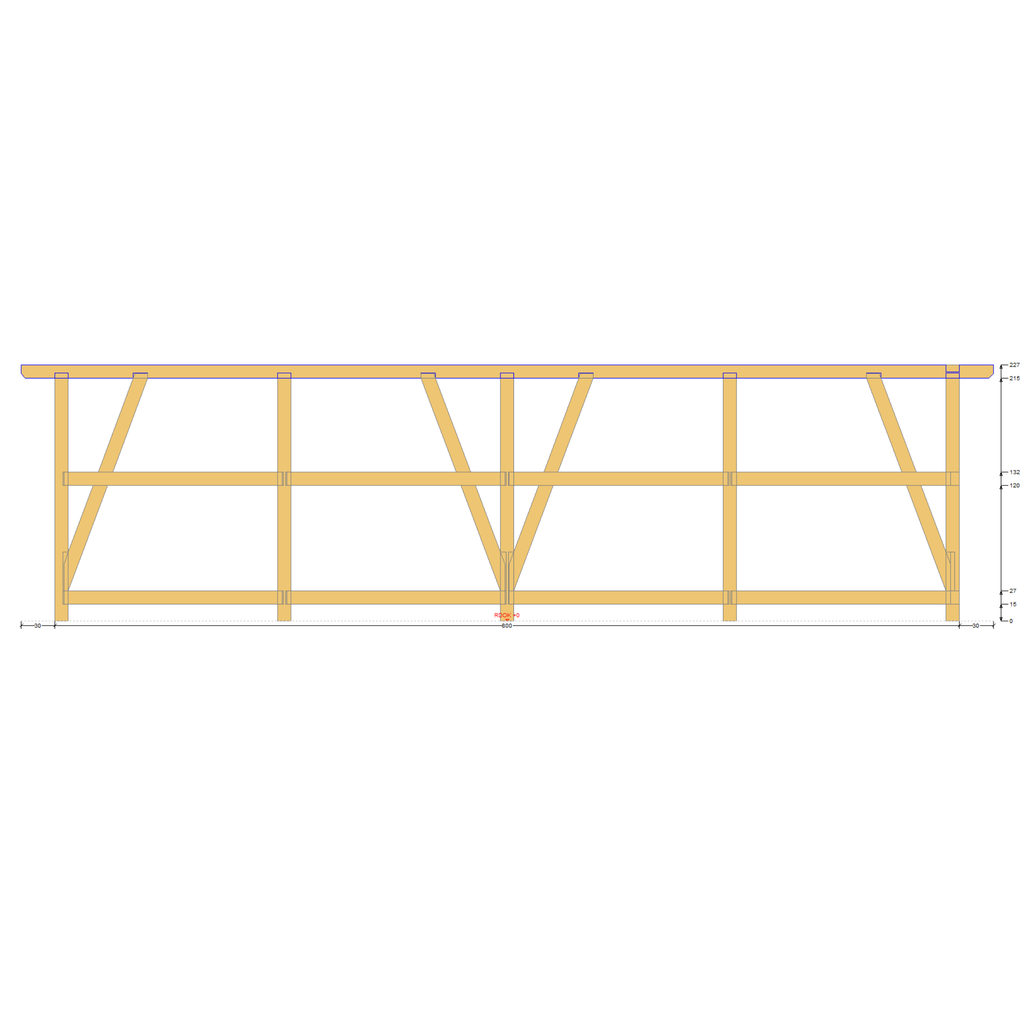 Bauplan Anlehn-Carport 6 Seitenansicht mit Bemaßung