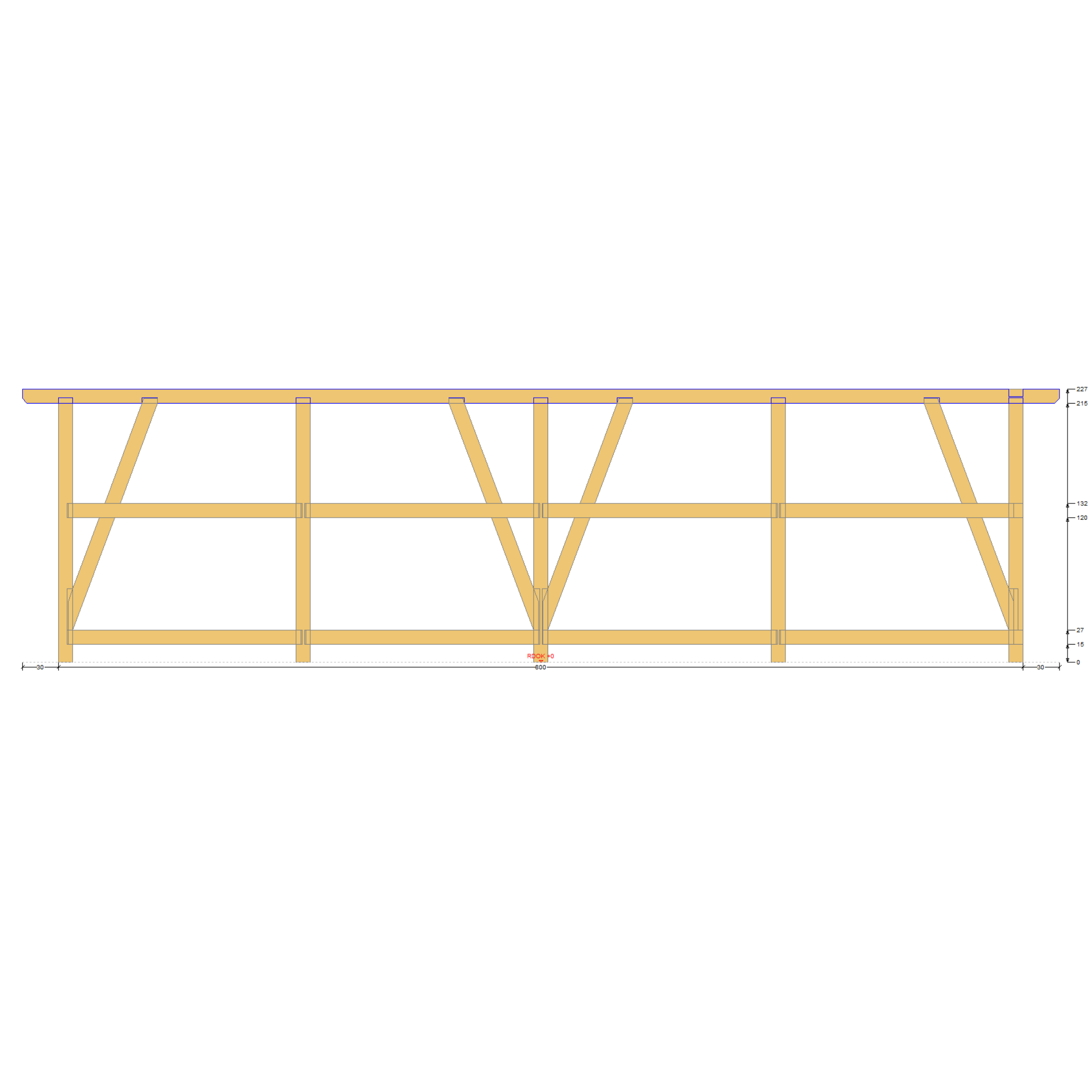 Bauplan Anlehn-Carport 6 Seitenansicht mit Bemaßung