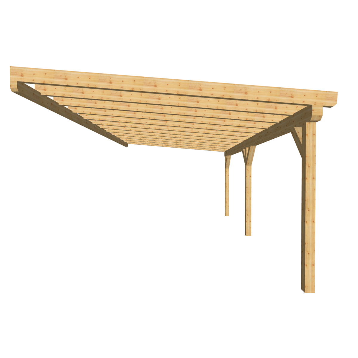 Bauplan Anlehn-Carport 8 3D-Frontansicht