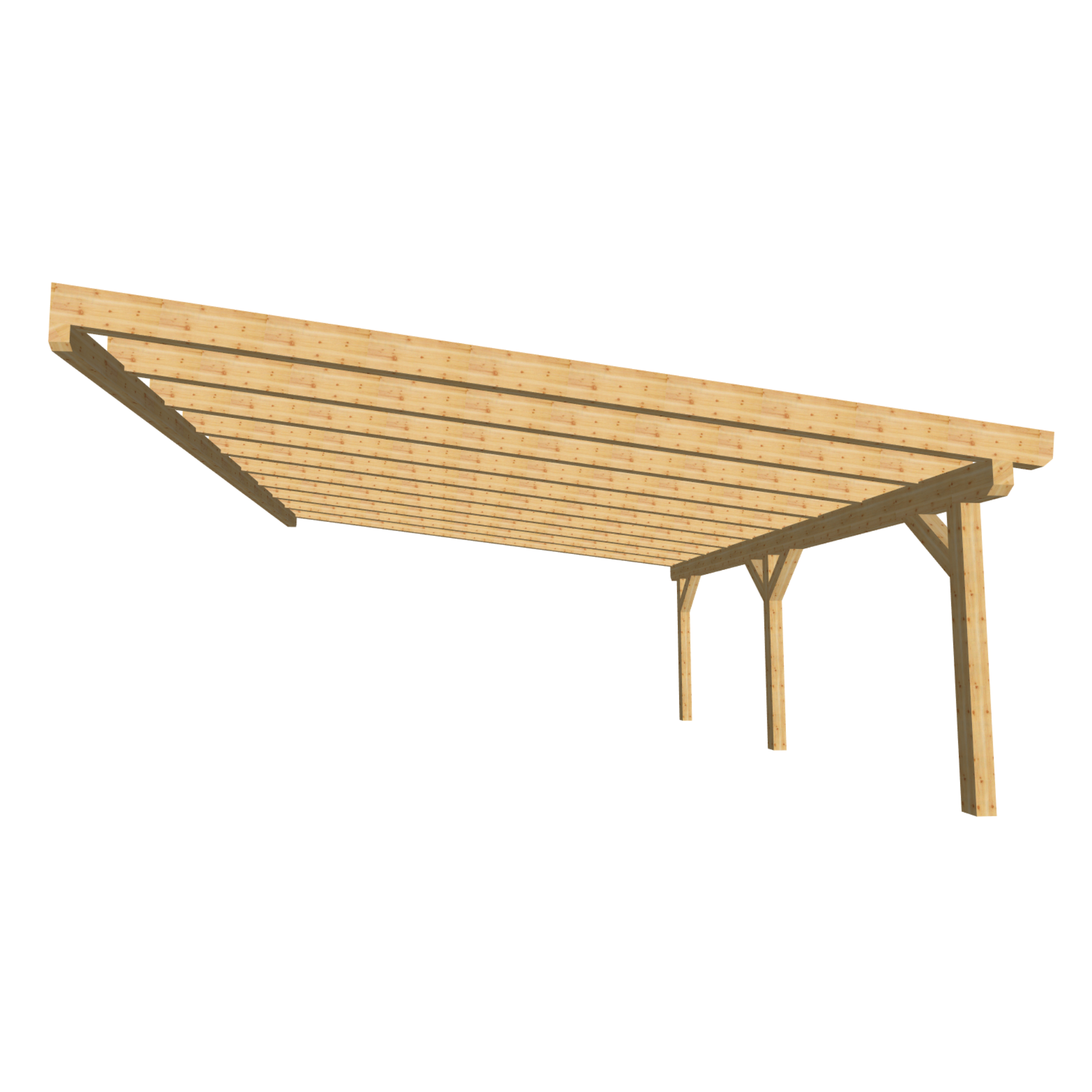 Bauplan Anlehn-Carport 9 3D-Frontansicht