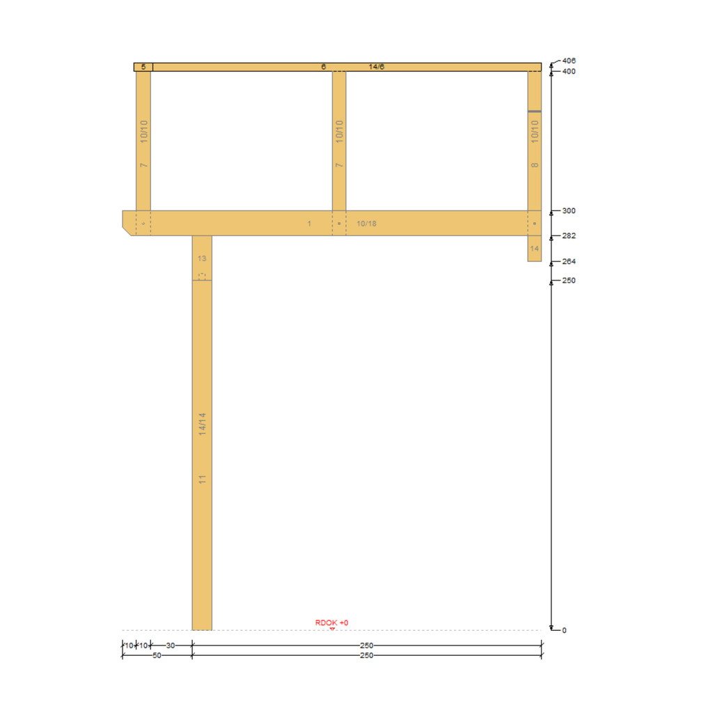 Bauplan Balkon 2 Seitenansicht mit Bemaßung