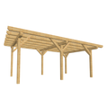 Bauplan Carport Flachdach 1 3D-Ansicht schräg von vorn