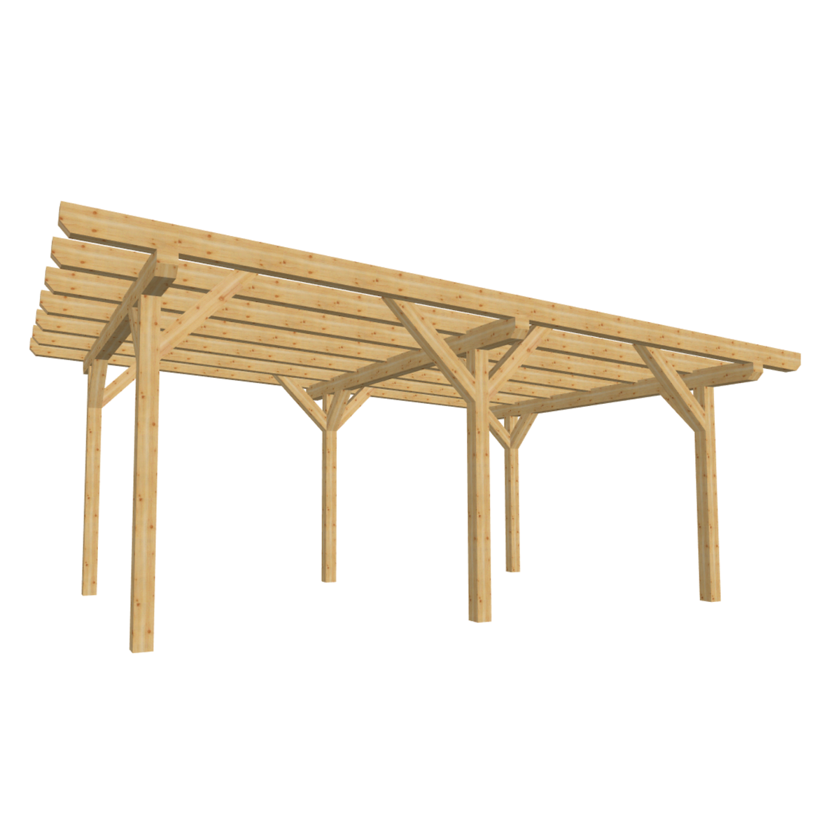 Bauplan Carport Flachdach 1 3D-Ansicht schräg von vorn