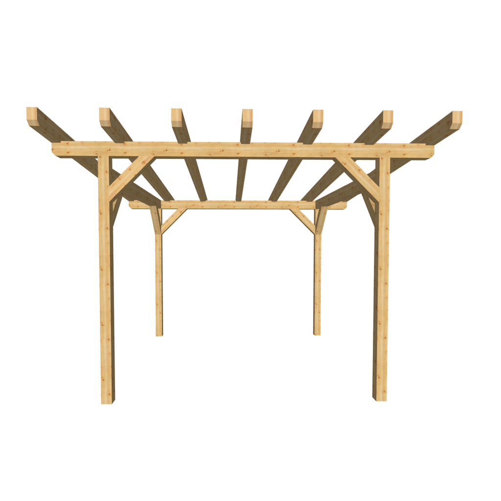 Bauplan Carport Flachdach 10 3D-Frontansicht