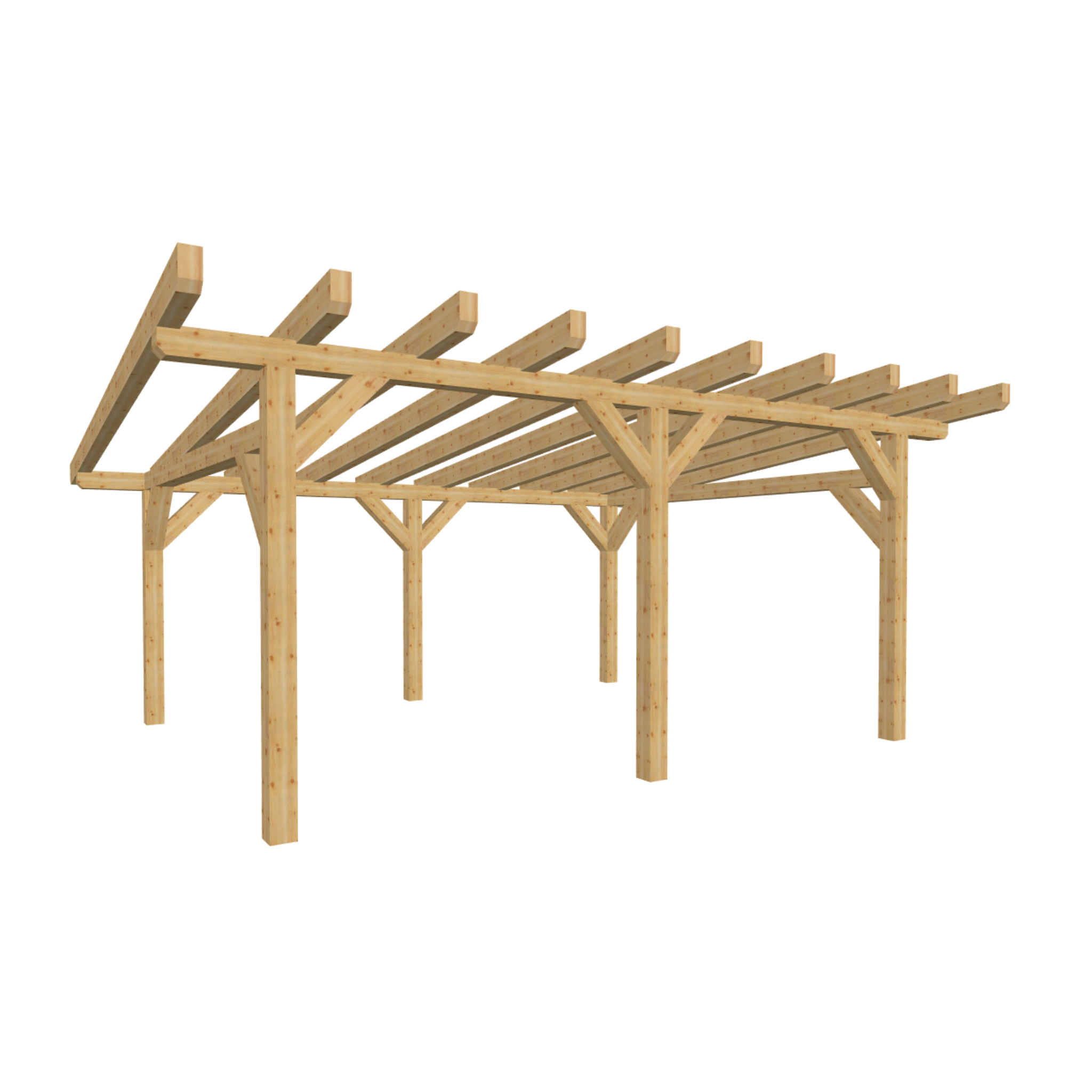 Bauplan Carport Flachdach 11 3D-Ansicht schräg von vorn