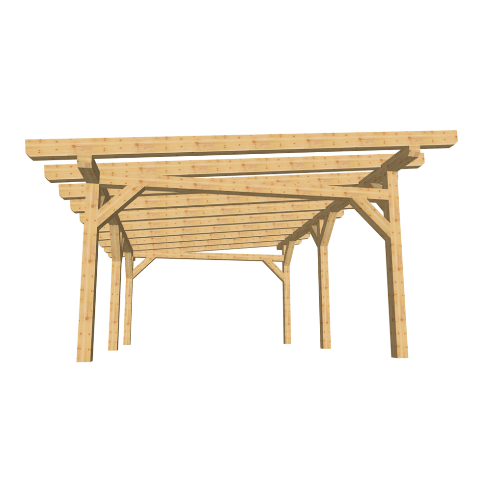 Bauplan Carport Flachdach 11 3D-Frontansicht