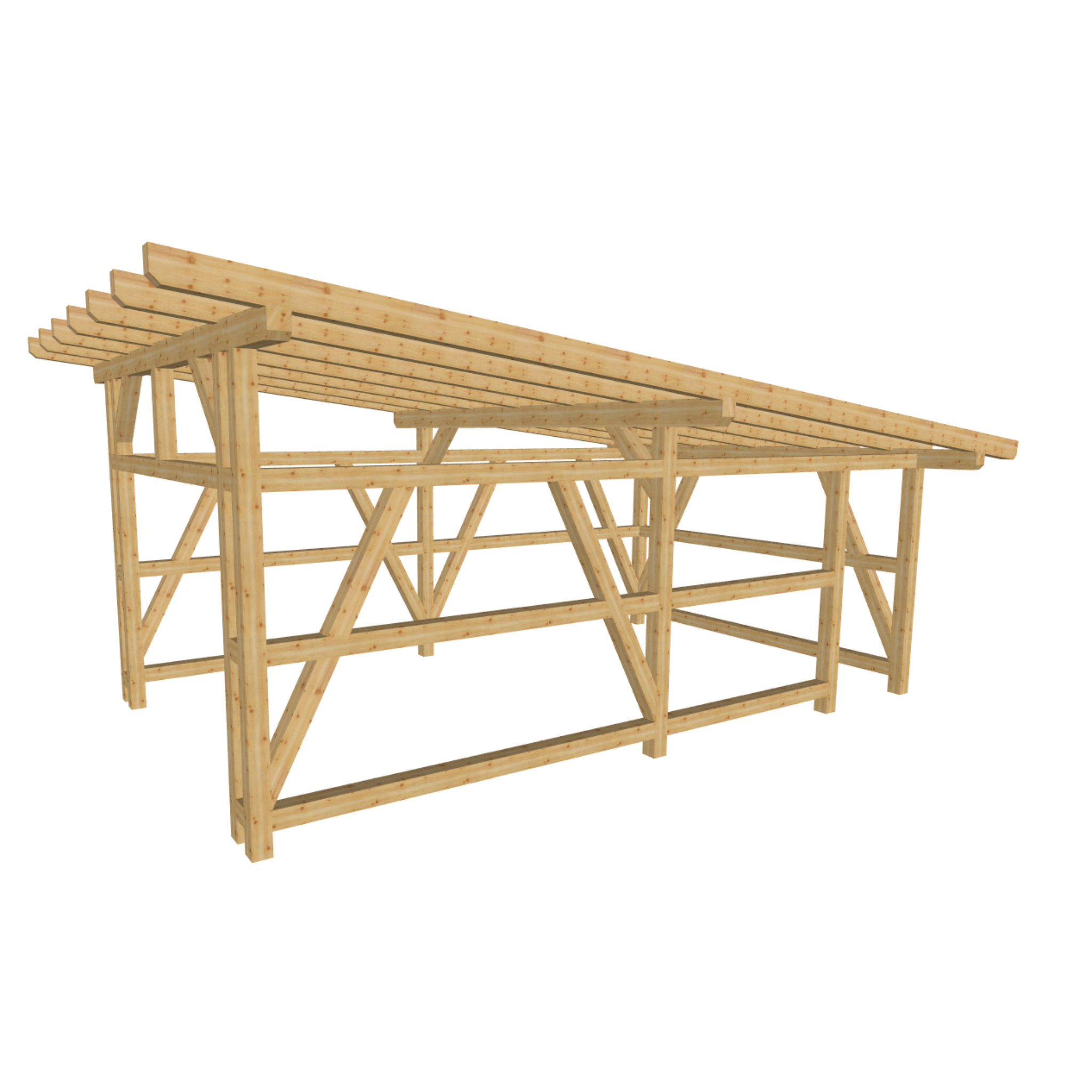 Bauplan Carport Flachdach 15 3D-Ansicht schräg von vorn