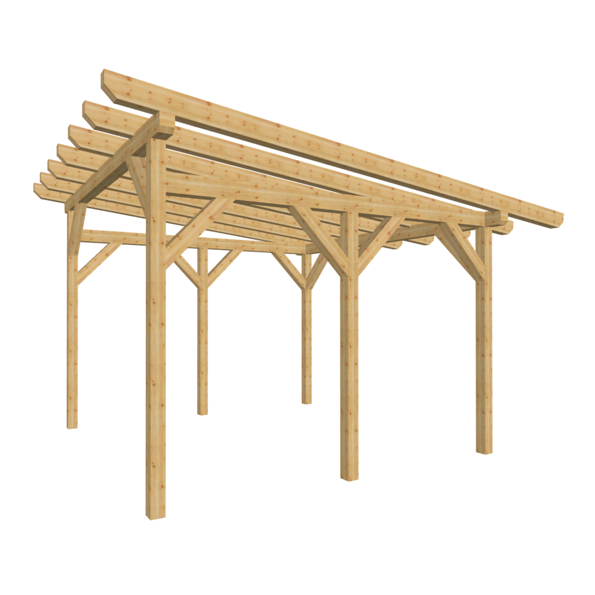 Bauplan Carport Flachdach 16 3D-Ansicht schräg von vorn
