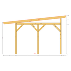 Bauplan Carport Flachdach 16 Querschnitt mit Bemaßung