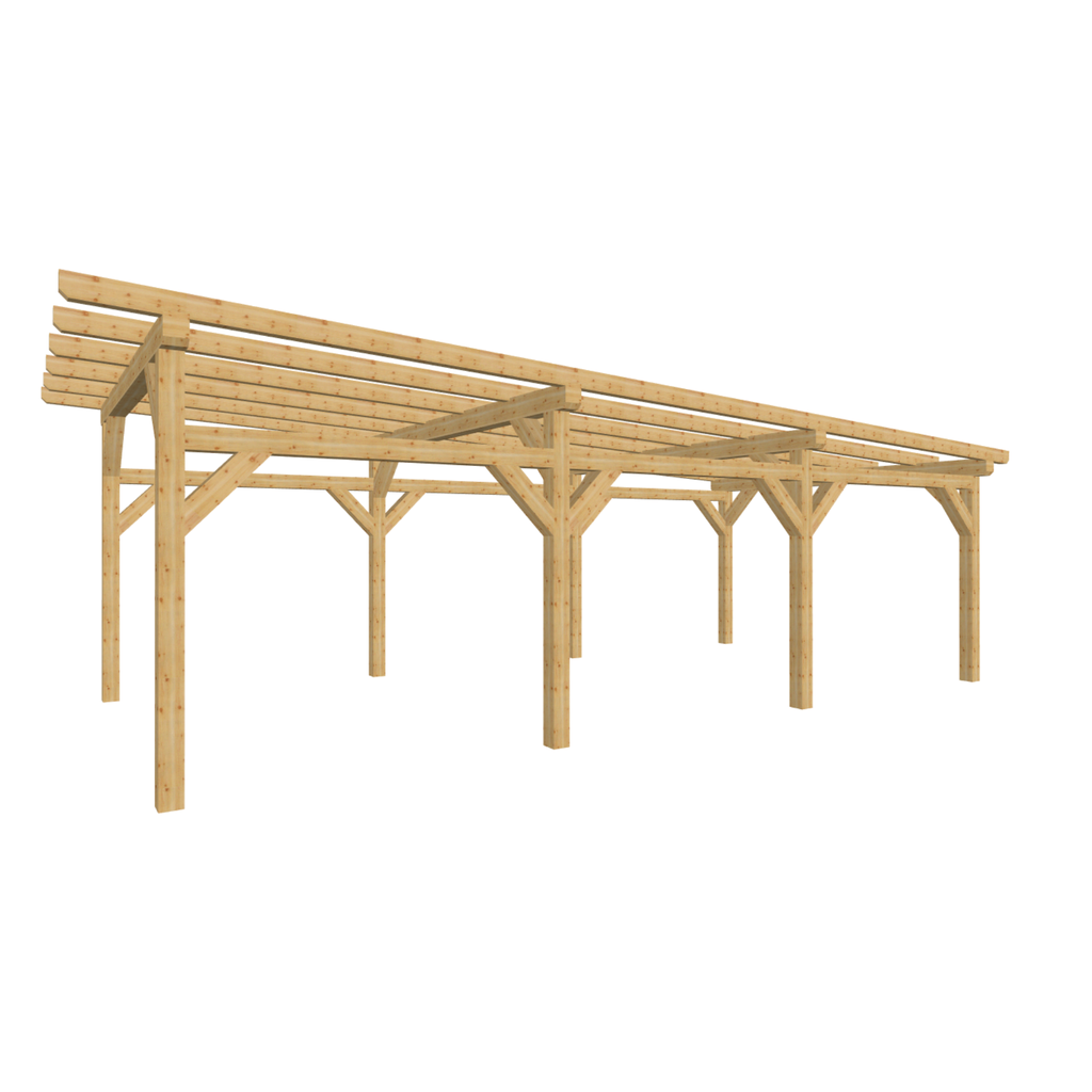 Bauplan Carport Flachdach 17 3D-Ansicht schräg von vorn
