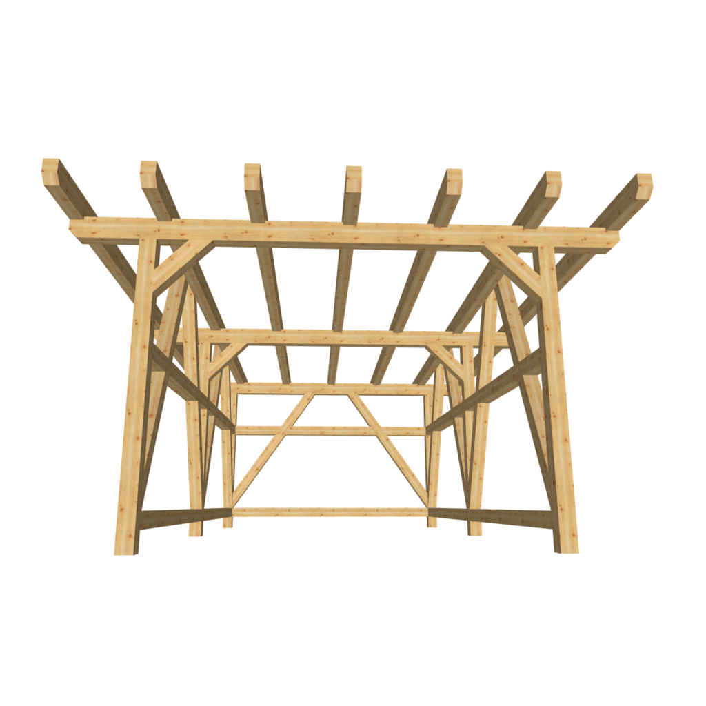 Bauplan Carport Flachdach 2 3D-Frontansicht