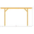 Bauplan Carport Flachdach 2 Seitenansicht mit Bemaßung