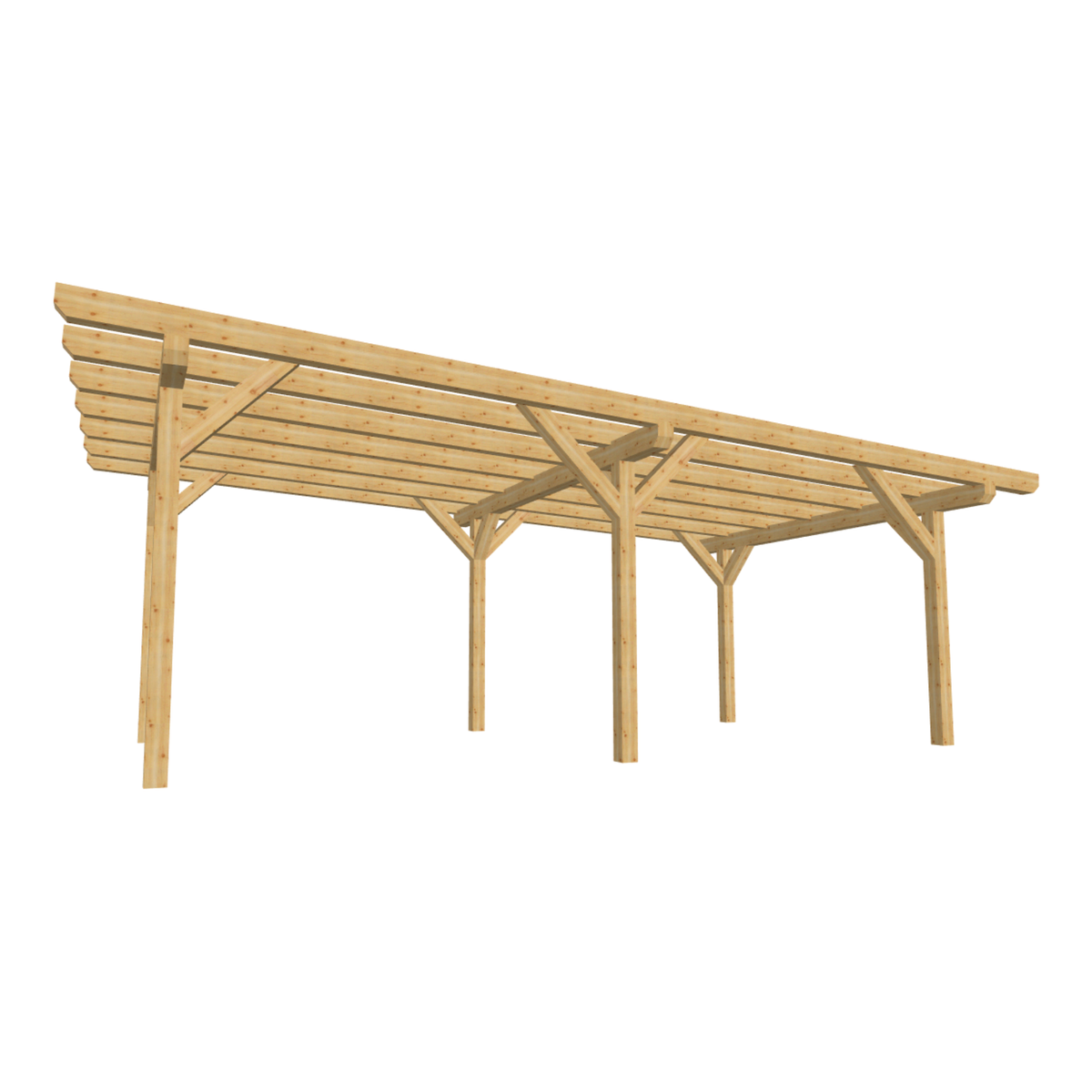 Bauplan Carport Flachdach 3 3D-Ansicht schräg von vorn