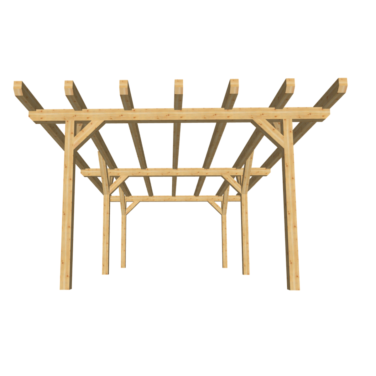 Bauplan Carport Flachdach 3 3D-Frontansicht