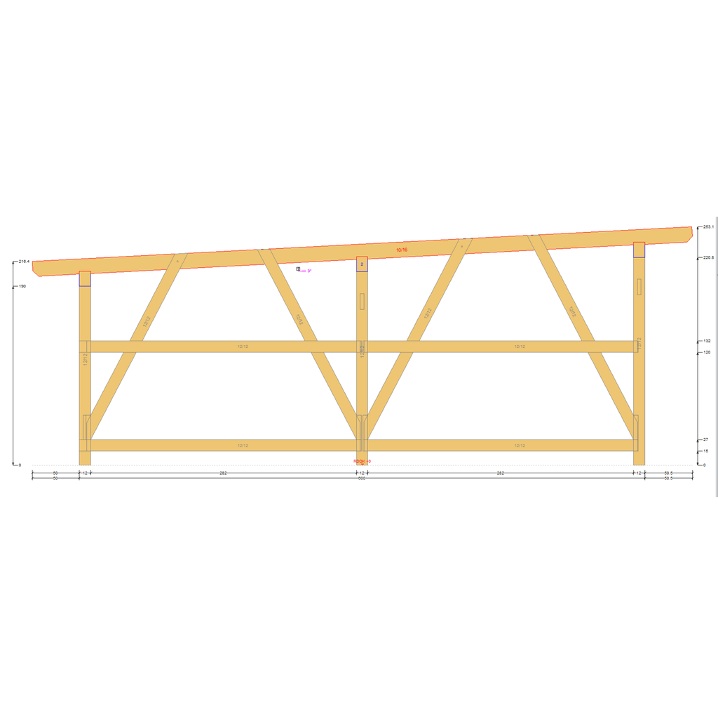 Bauplan Carport Flachdach 4 Querschnitt mit Bemaßung