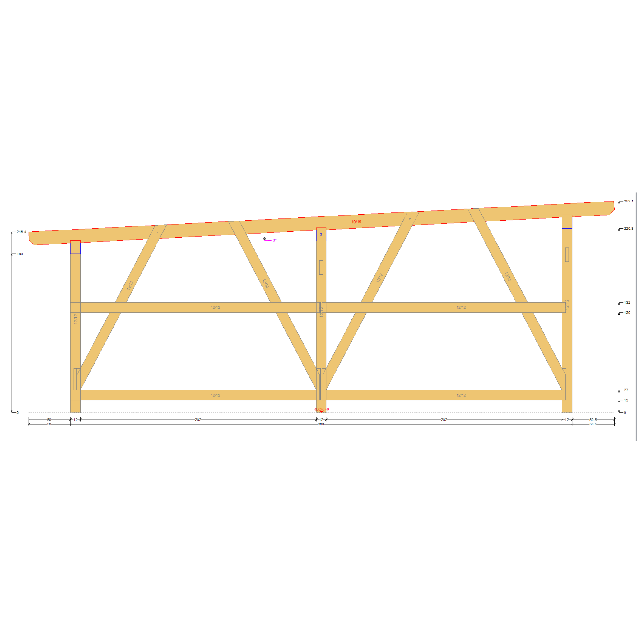 Bauplan Carport Flachdach 4 Querschnitt mit Bemaßung