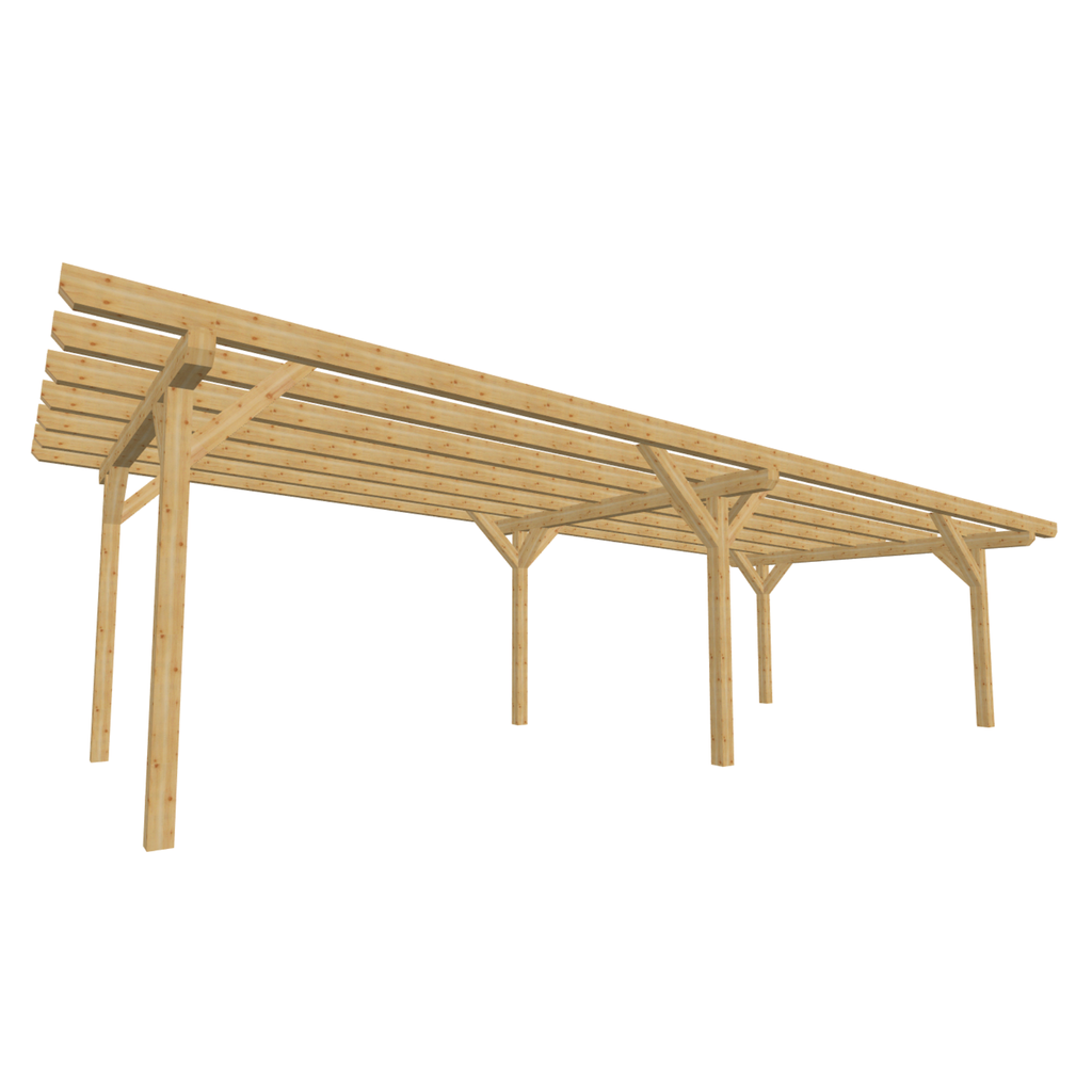 Bauplan Carport Flachdach 5 3D-Ansicht schräg von vorn