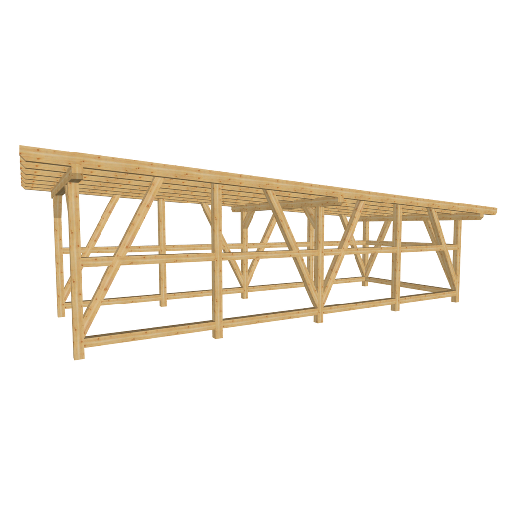 Bauplan Carport Flachdach 6 3D-Ansicht schräg von vorn