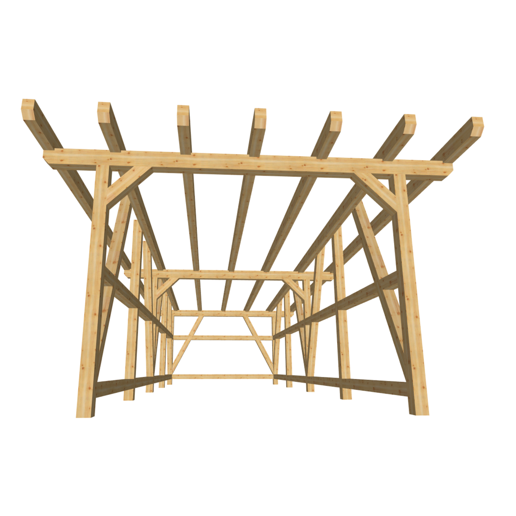 Bauplan Carport Flachdach 6 3D-Frontansicht