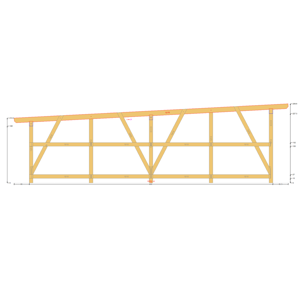 Bauplan Carport Flachdach 6 Querschnitt mit Bemaßung