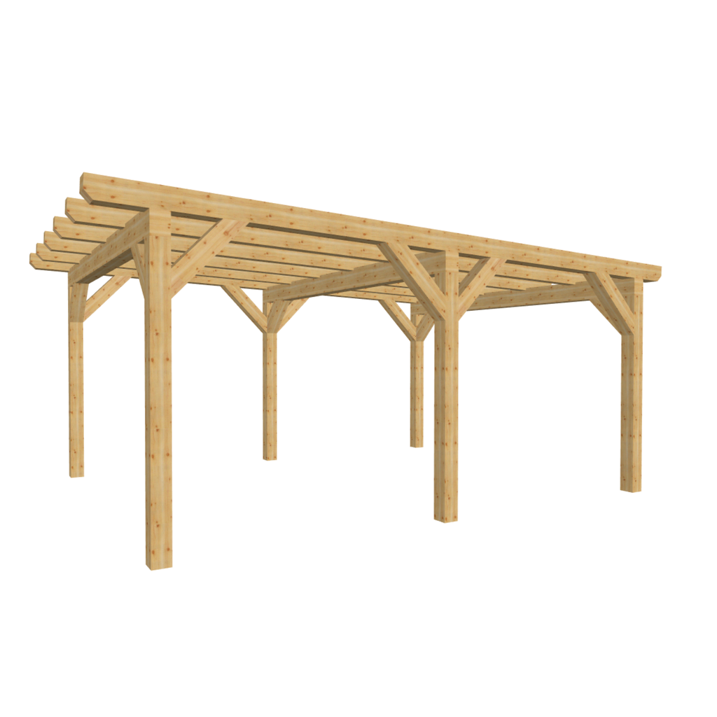 Bauplan Carport Flachdach 7 3D-Ansicht schräg von vorn