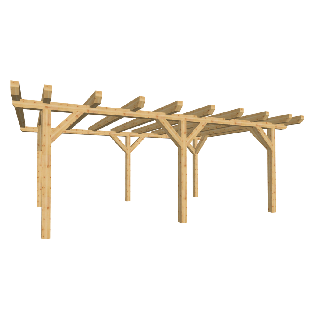 Bauplan Carport Flachdach 8 3D-Ansicht schräg von vorn