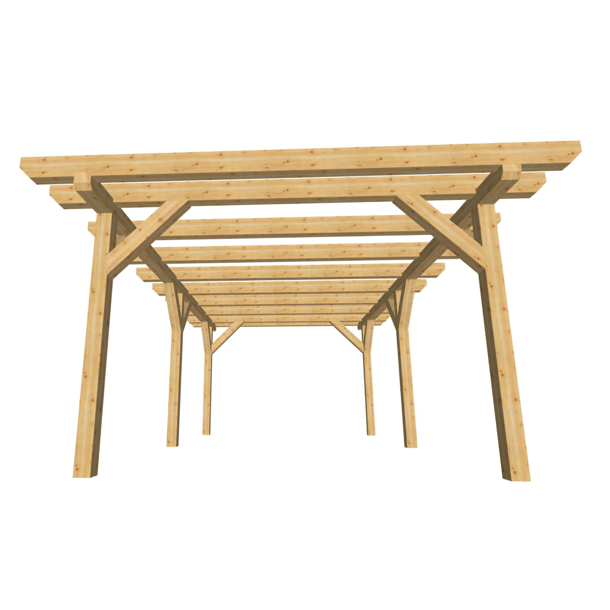 Bauplan Carport Flachdach 8 3D-Frontansicht