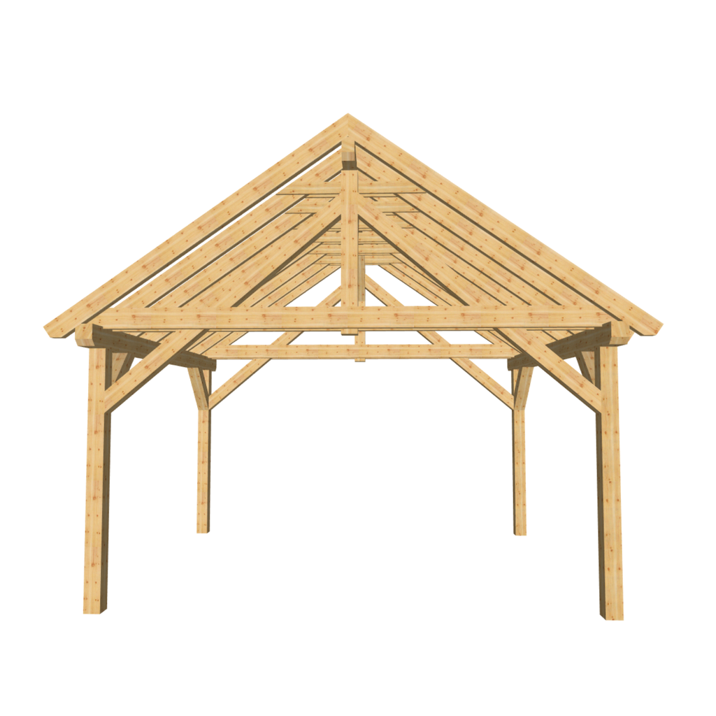 Bauplan Carport Satteldach 10 3D-Frontansicht