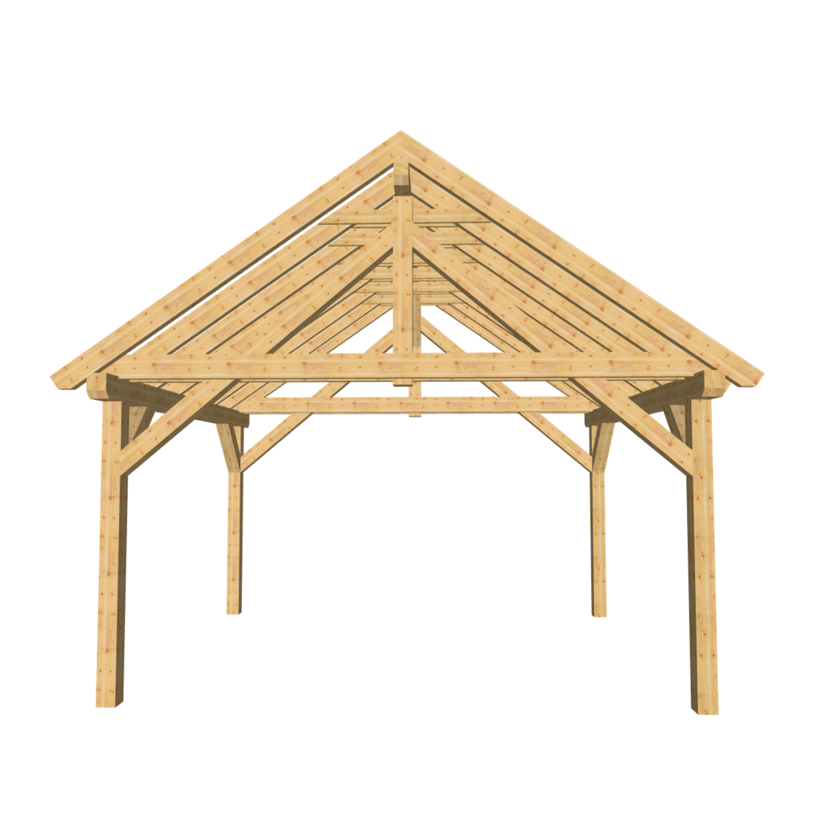 Bauplan Carport Satteldach 10 3D-Frontansicht
