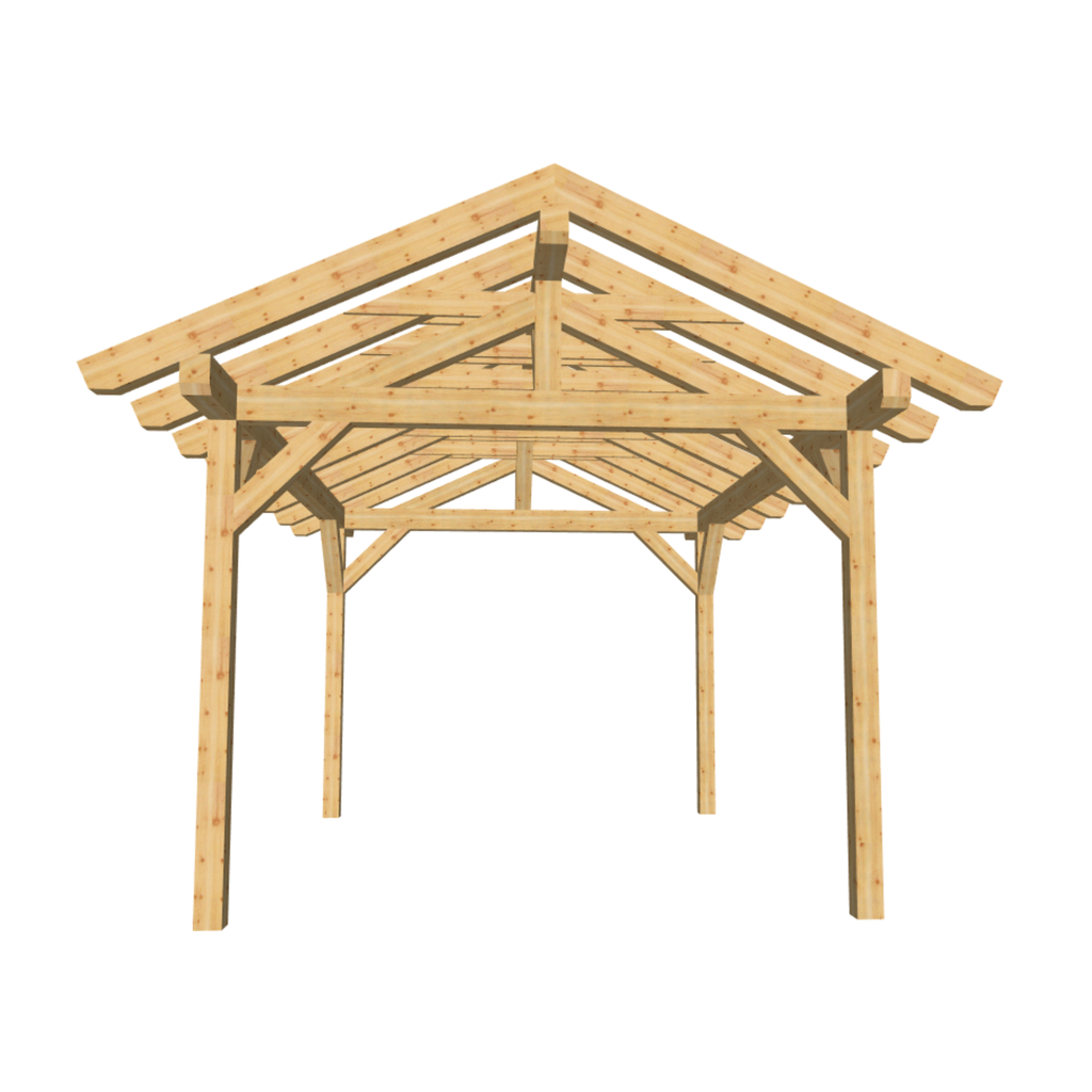 Bauplan Carport Satteldach 11 3D-Frontansicht