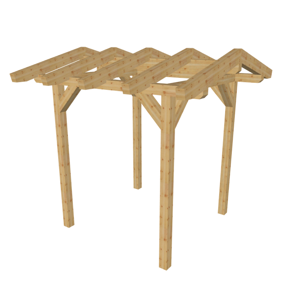 Bauplan Carport Satteldach 12 3D-Ansicht schräg von vorn
