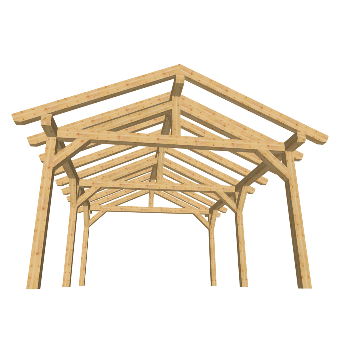 Bauplan Carport Satteldach 13 3D-Frontansicht