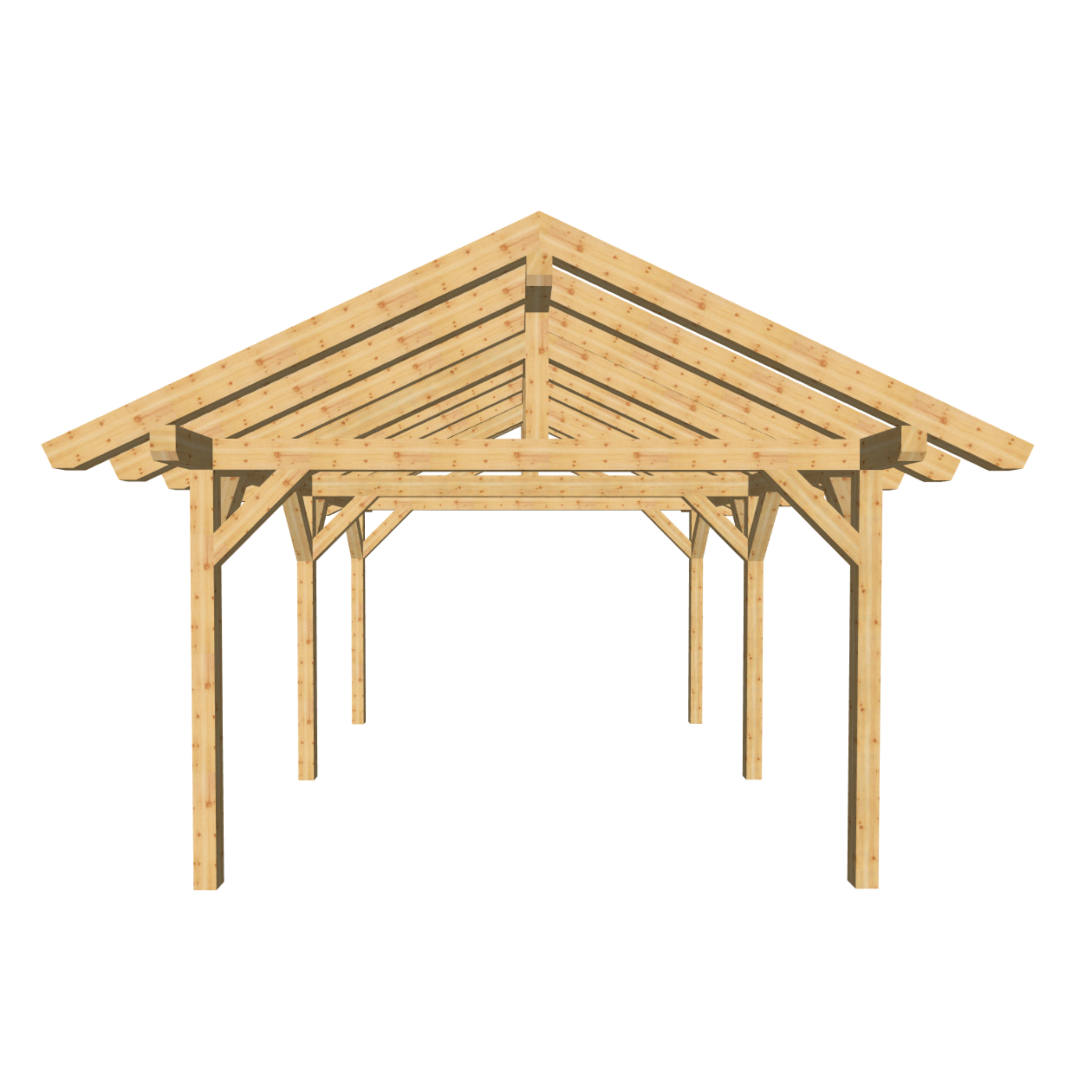 Bauplan Carport Satteldach 15 3D-Frontansicht
