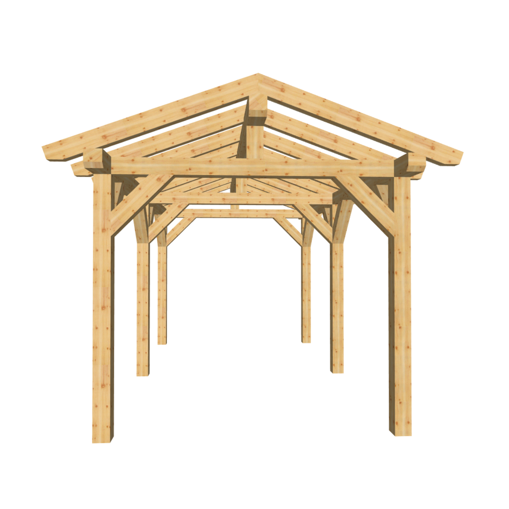 Bauplan Carport Satteldach 16 3D-Frontansicht