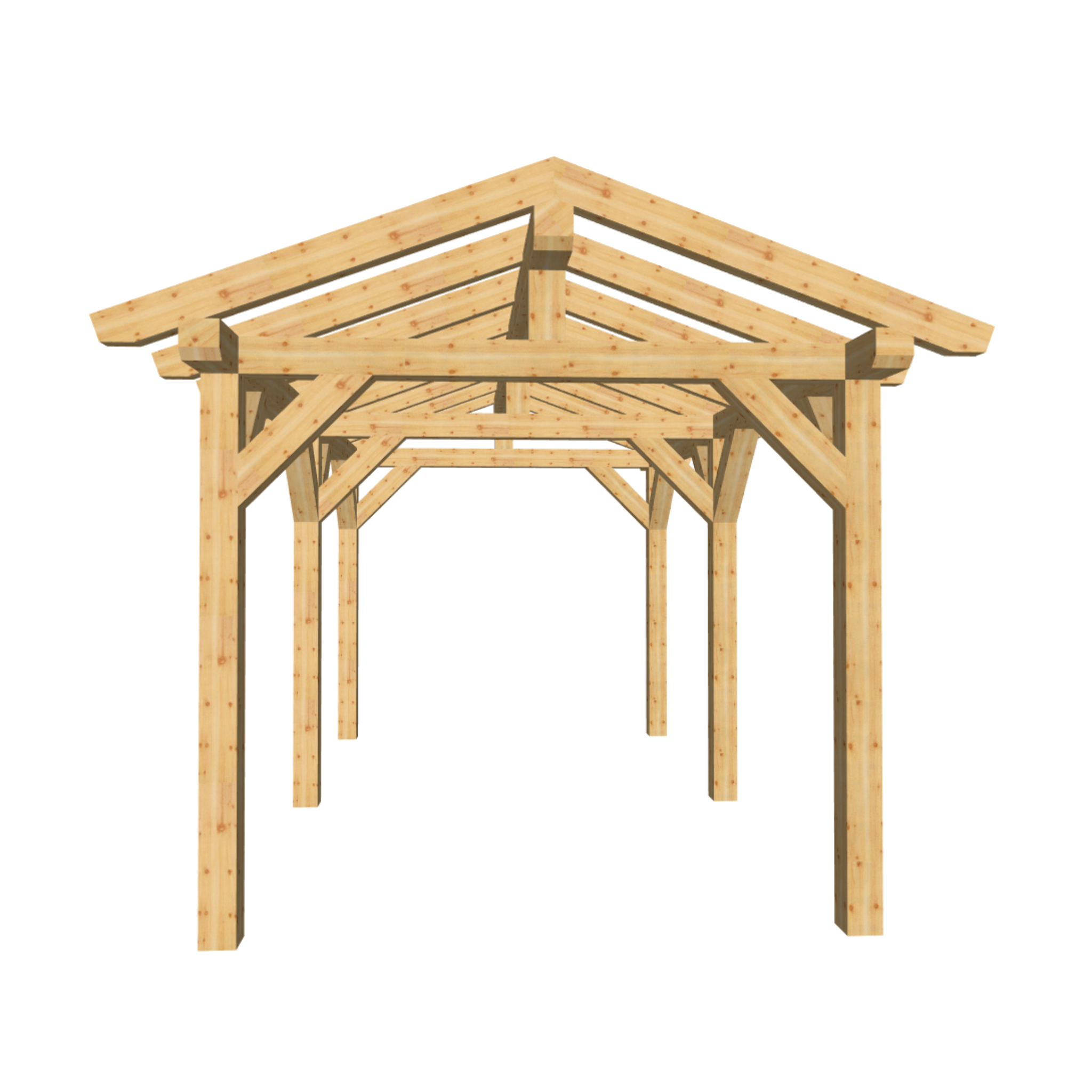 Bauplan Carport Satteldach 16 3D-Frontansicht