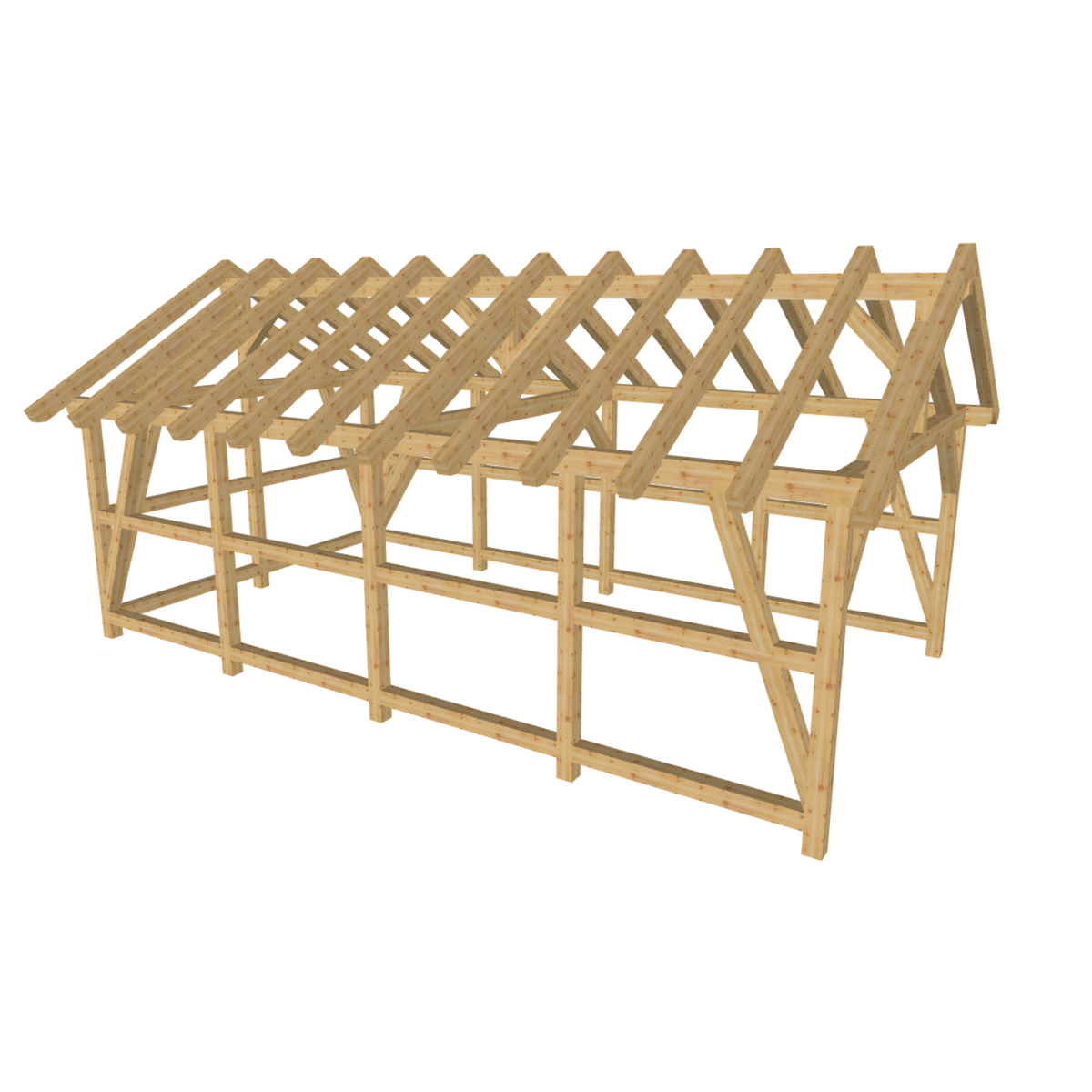 Bauplan Carport Satteldach 17 3D-Ansicht schräg von vorn