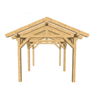 Bauplan Carport Satteldach 18 3D-Frontansicht