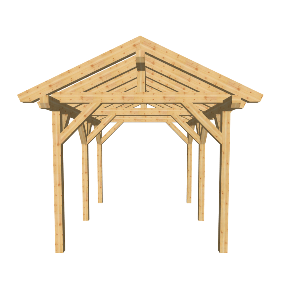 Bauplan Carport Satteldach 1 3D-Frontansicht